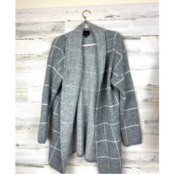 Lumiere by Anthropologie women's M gray plaid cardigan sweater duster long - Picture 1 of 6